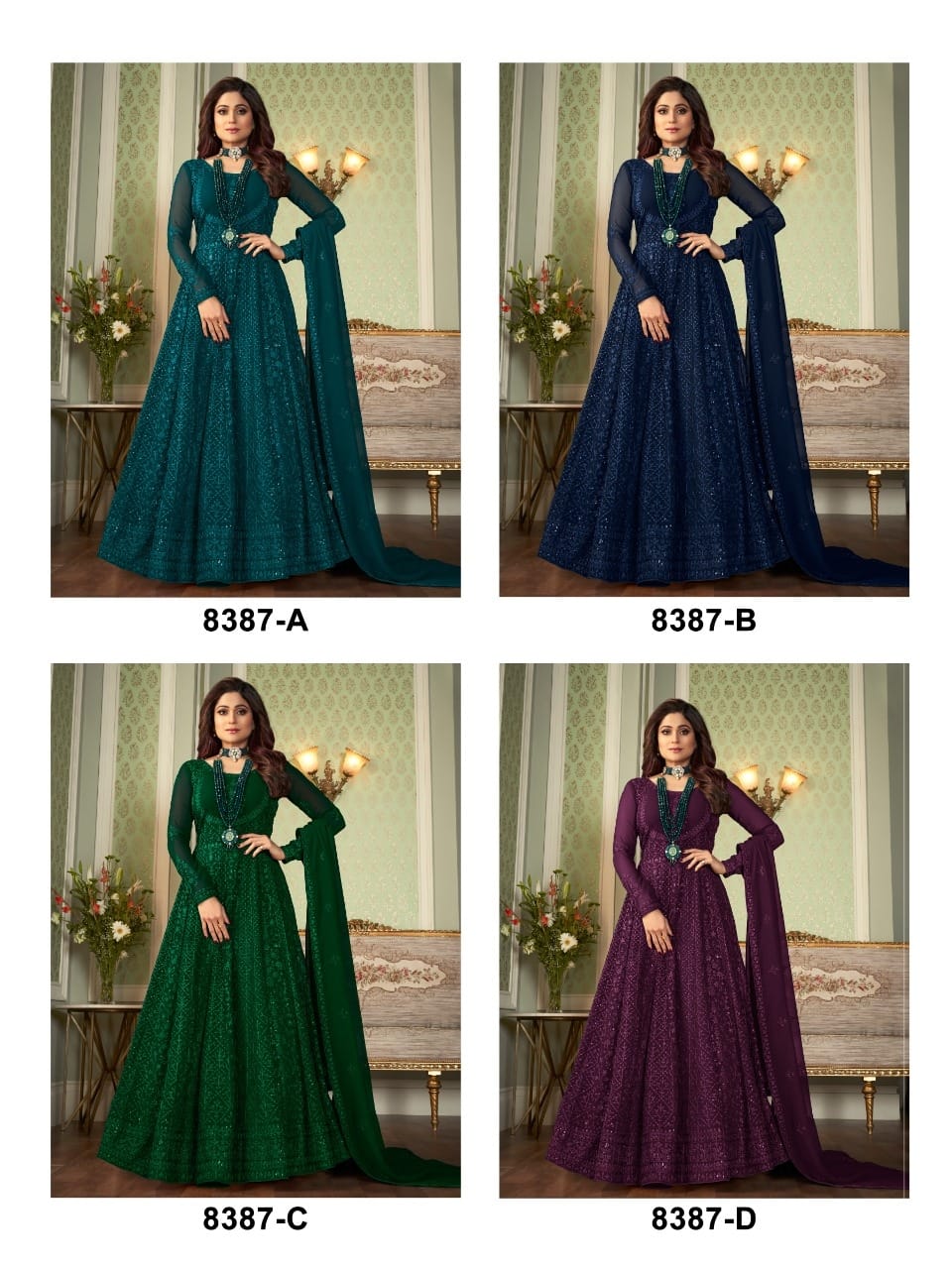 Gold 8387  Latest Fancy  Designer Festive Wear Heavy  Georgette Colors Embroidery Salwar Kameez Collection   